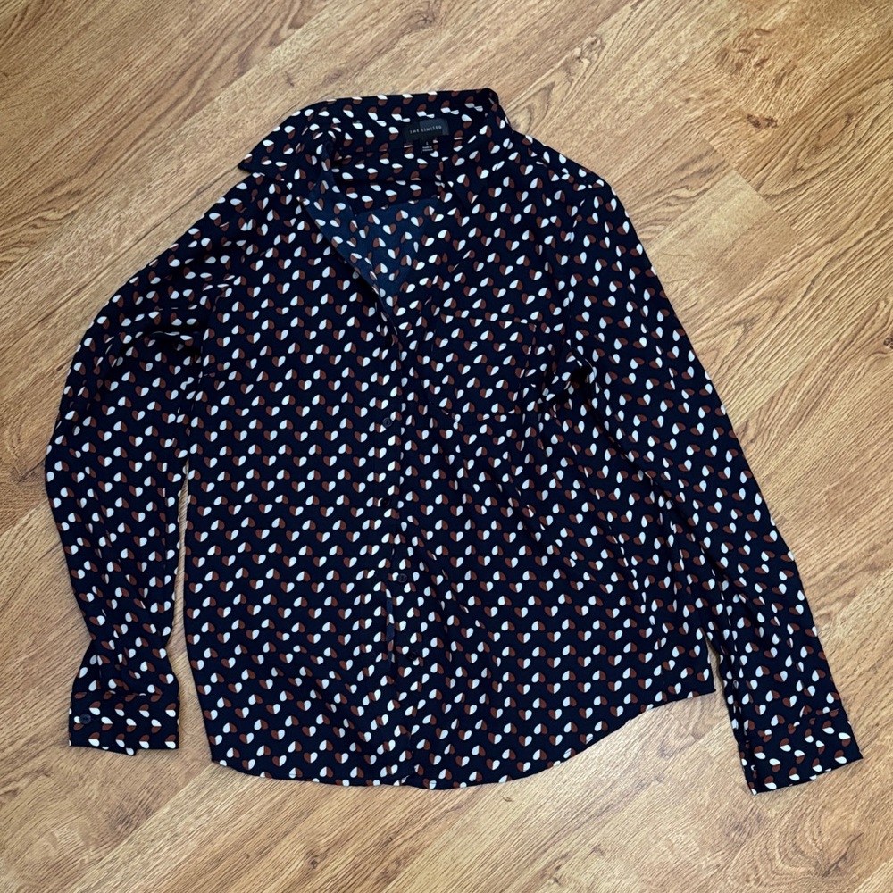 The Limited Navy and White Button Down Shirt
